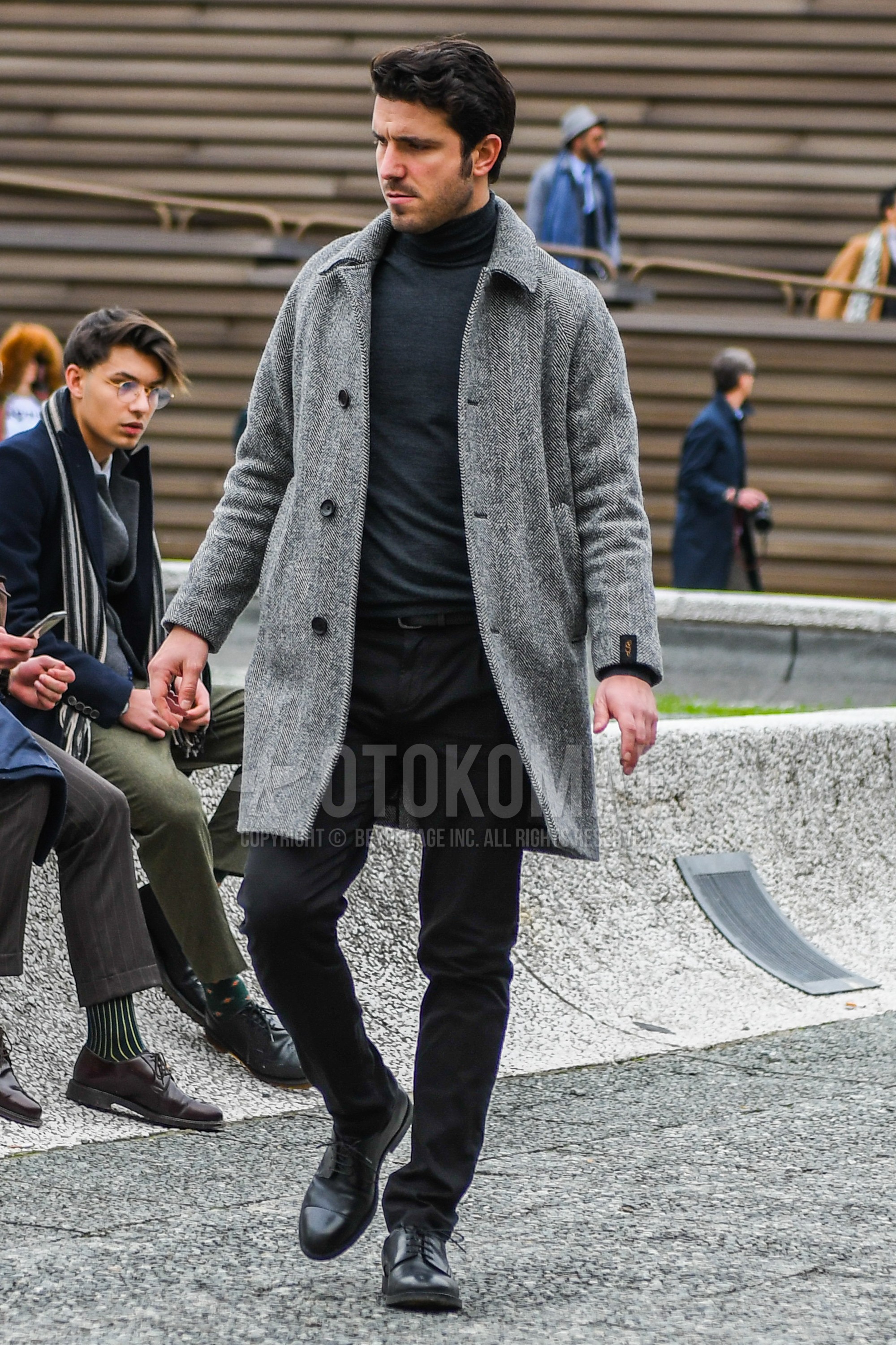 Men's autumn winter outfit with gray plain stenkarrer coat, gray plain ...