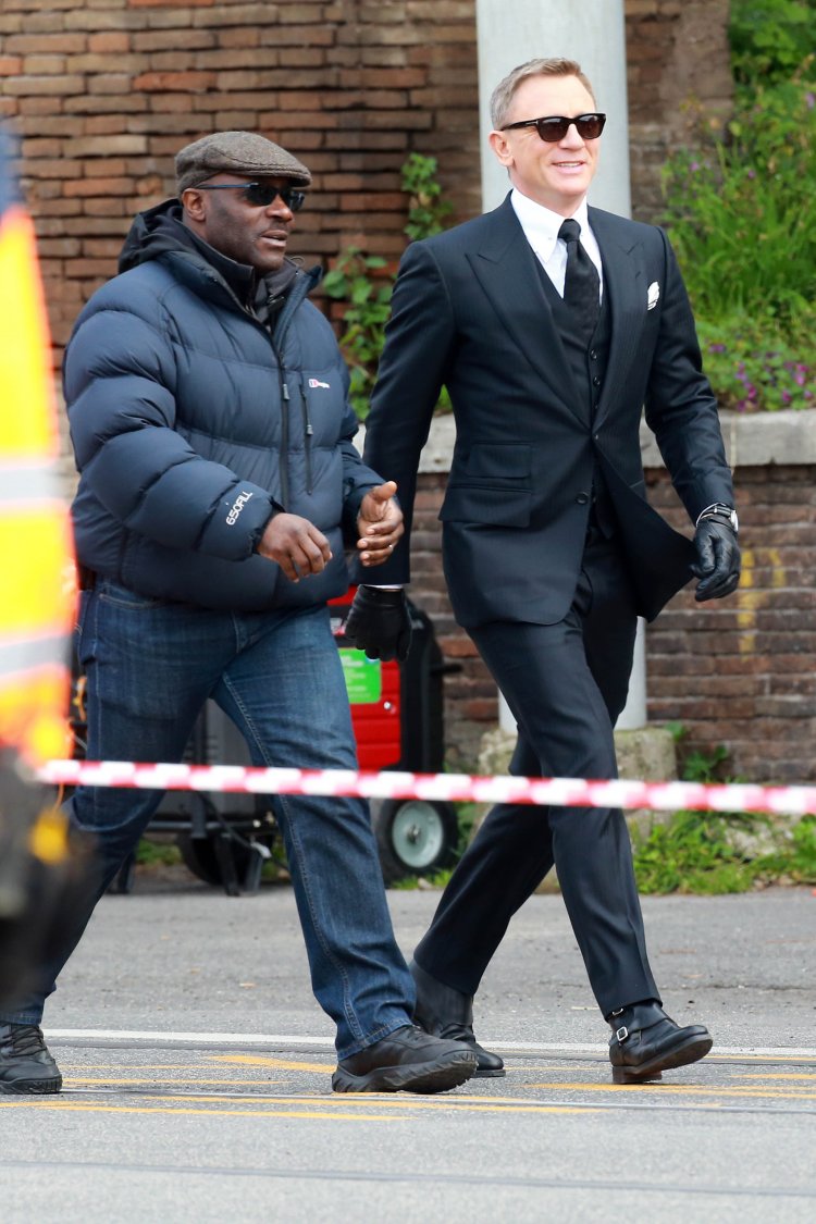 Daniel Craig with Aston Martin set Spectre in Rome
