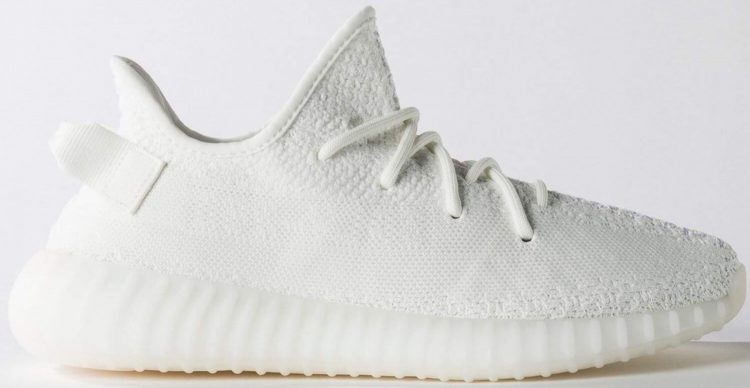 All-white model of Yeezy Boost