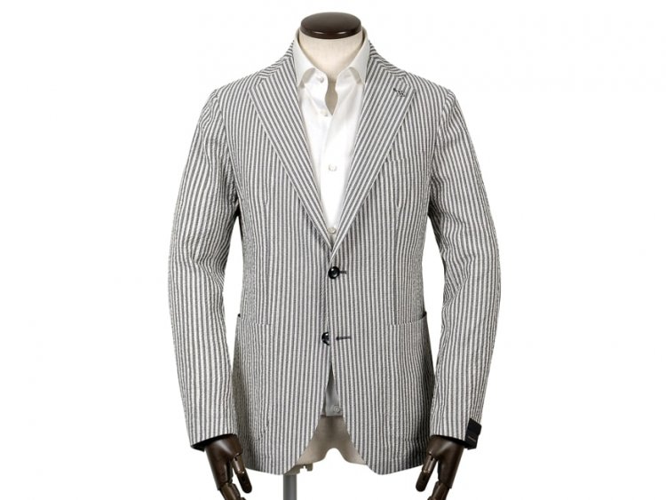 TAGLIATORE Cotton seersucker 2B single-breasted jacket