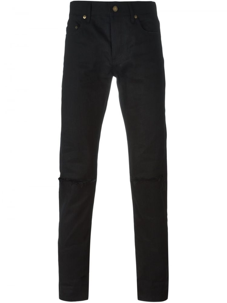 SAINT LAURENT Damaged slim jeans