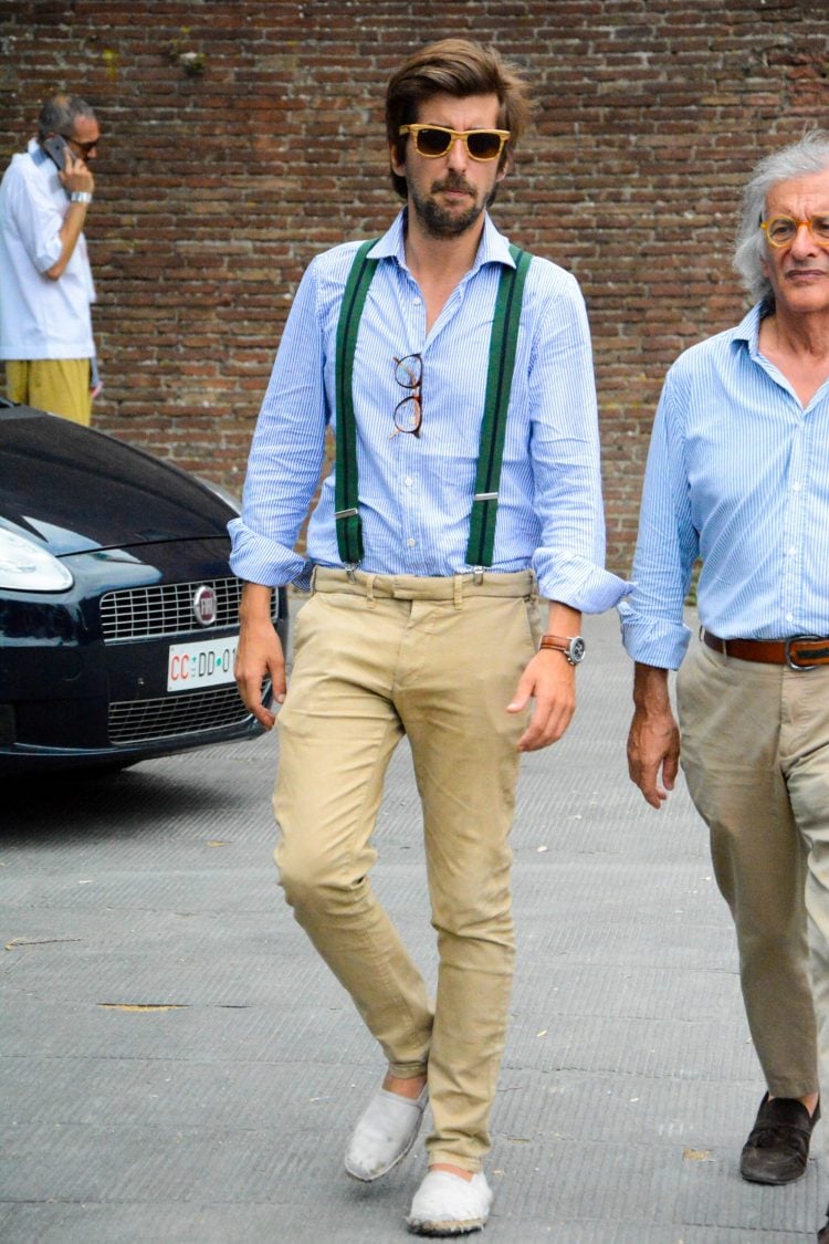 Espadrilles x chinos x suspenders