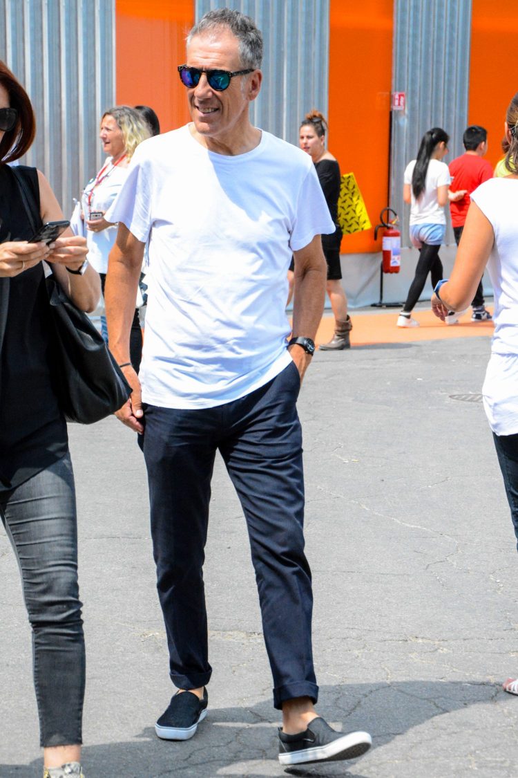 Slip-ons & Navy Pants