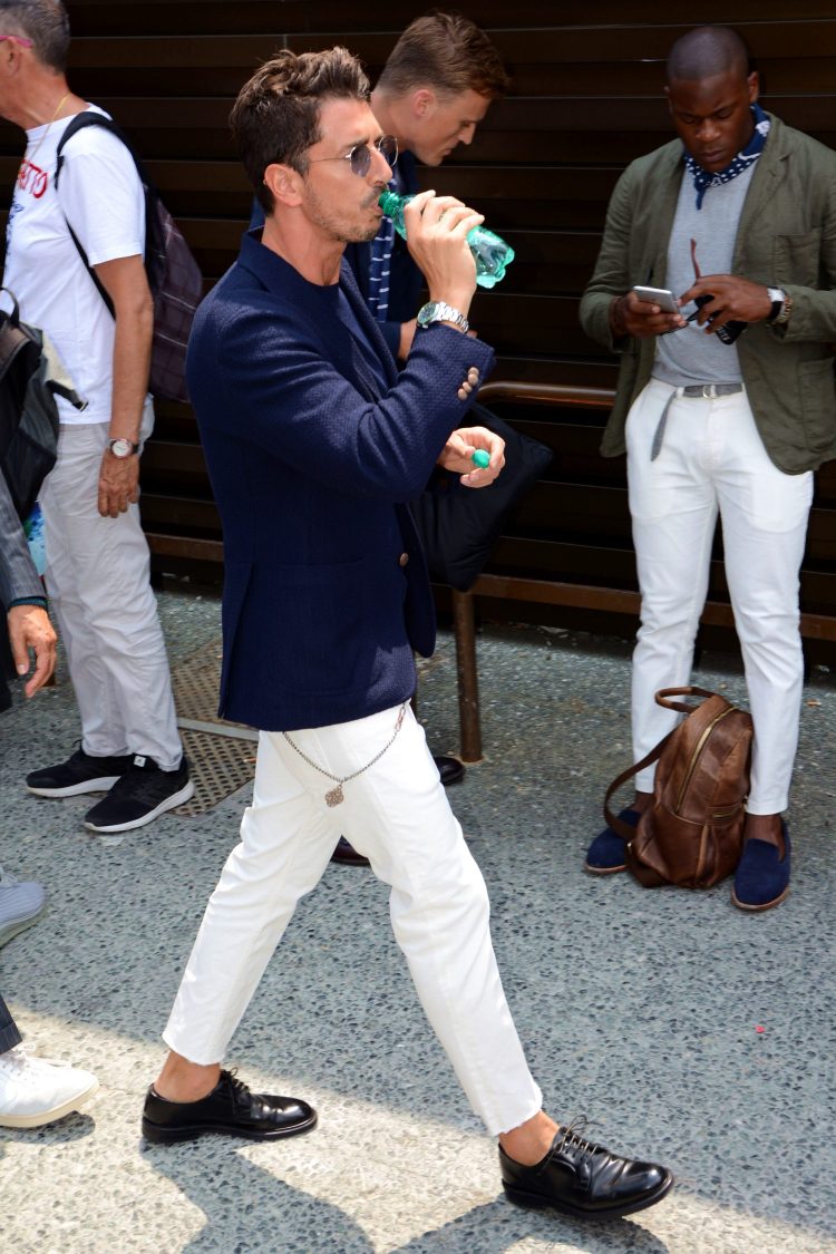 Linking sunglass lenses to clothing items is a common practice for stylish men