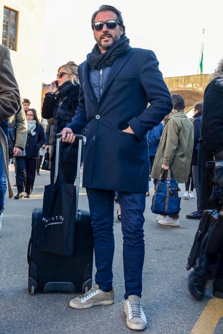 Chester coat coordinate with a sporty touch added by layered inner down