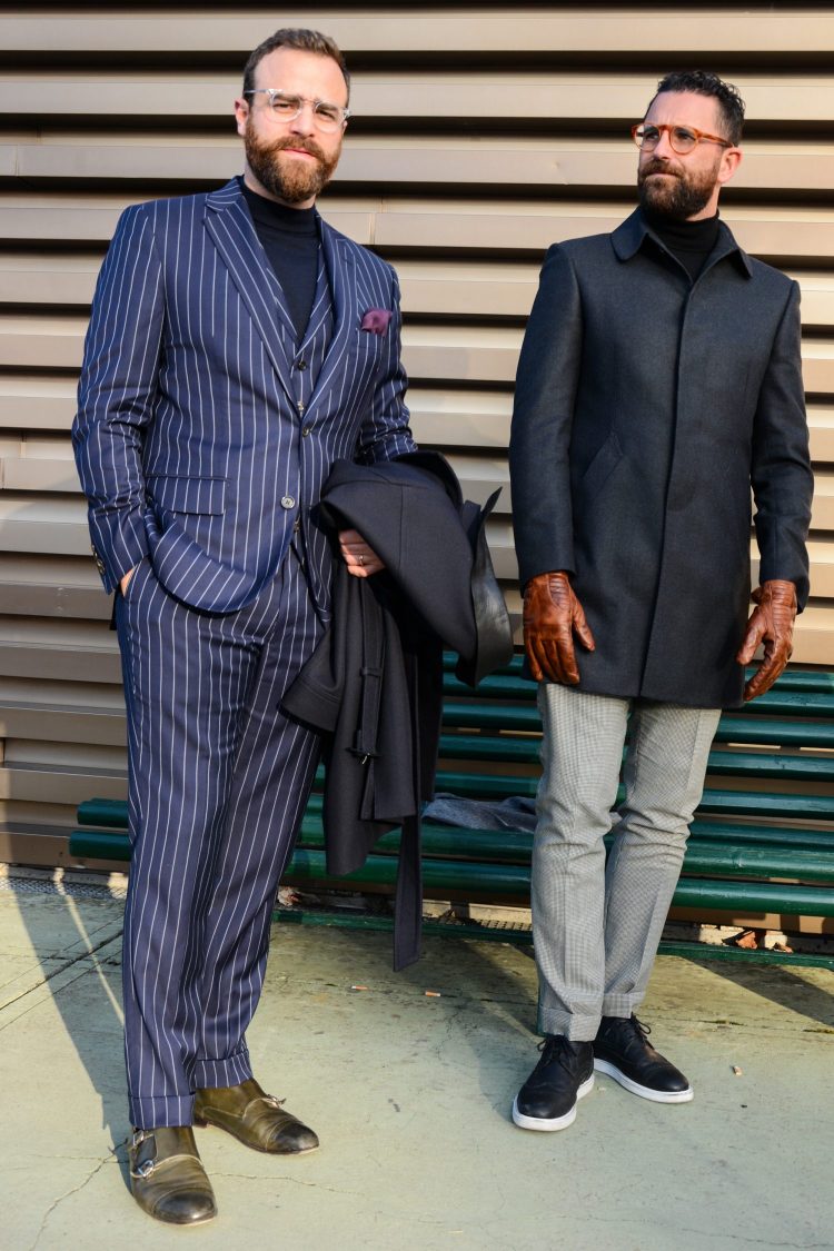 A turtleneck knit will easily fit in with a classic three-piece suit!