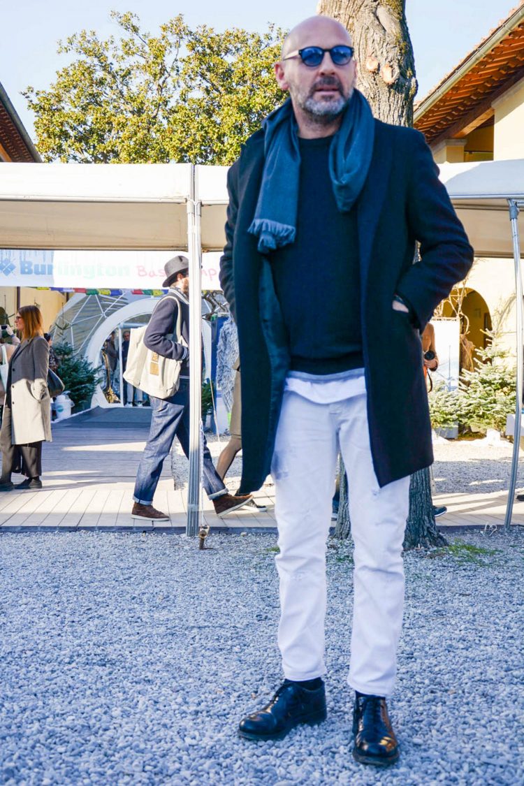 Chester coat with damaged white pants