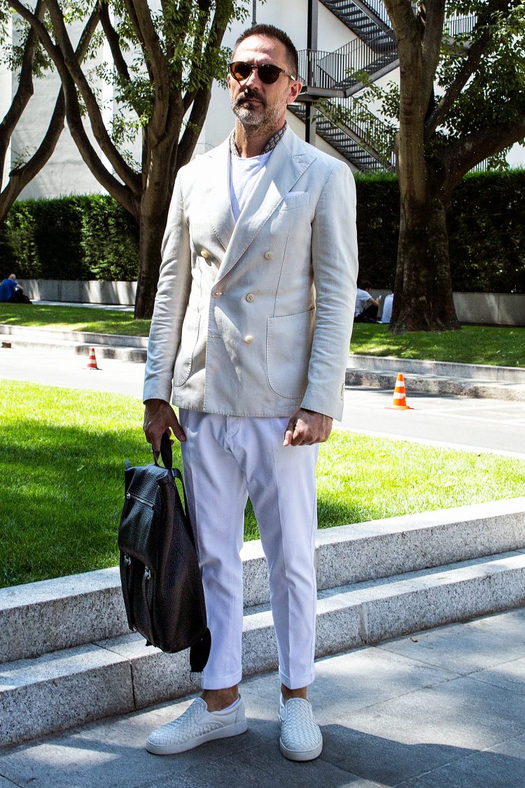Clean jackets coordinate with white items other than white pants