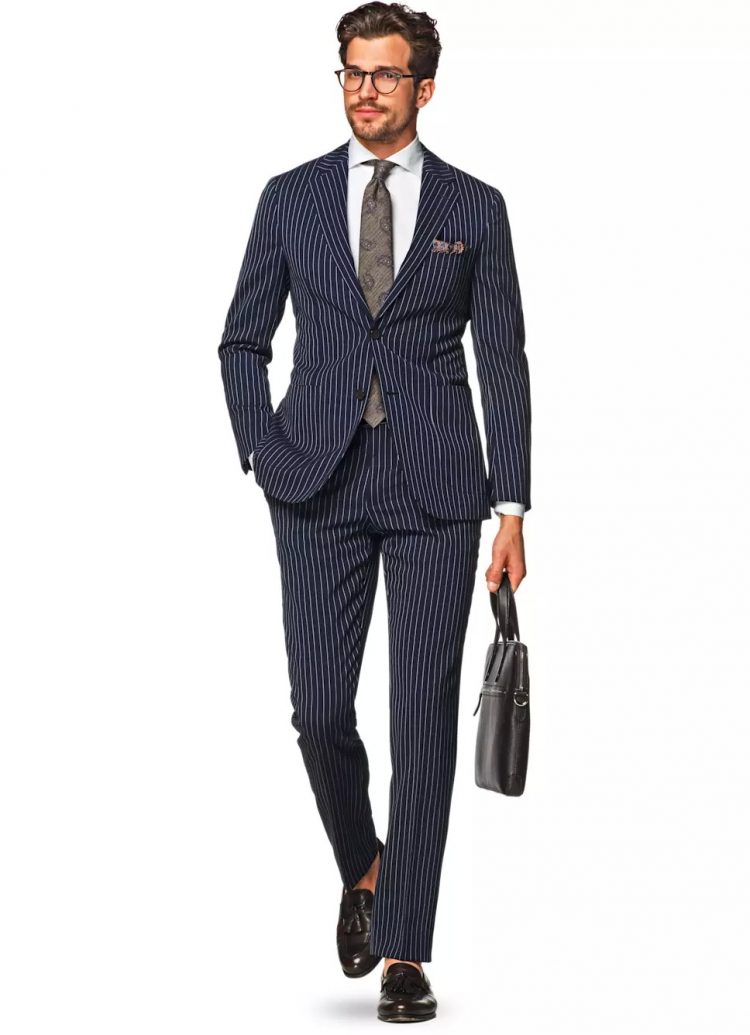 Striped suit with paisley tie
