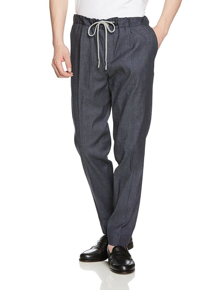 ENTRE AMIS Denim Chambray 1 Pleated Easy Pants