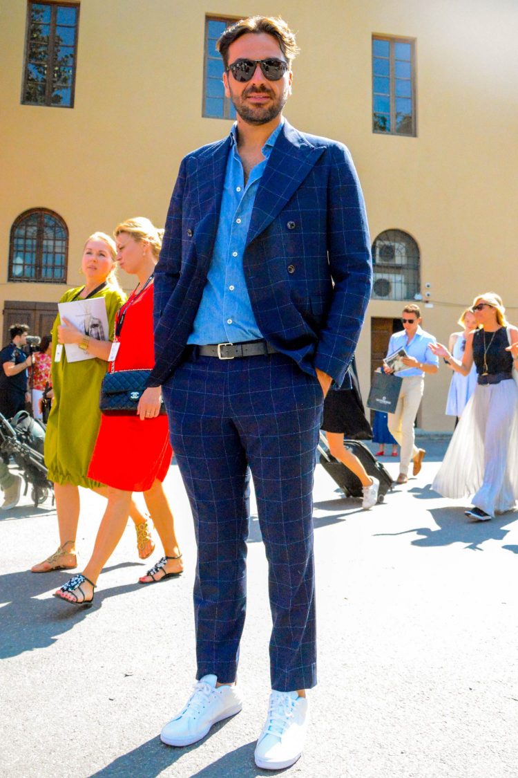 Match chambray shirts with suit-style innerwear