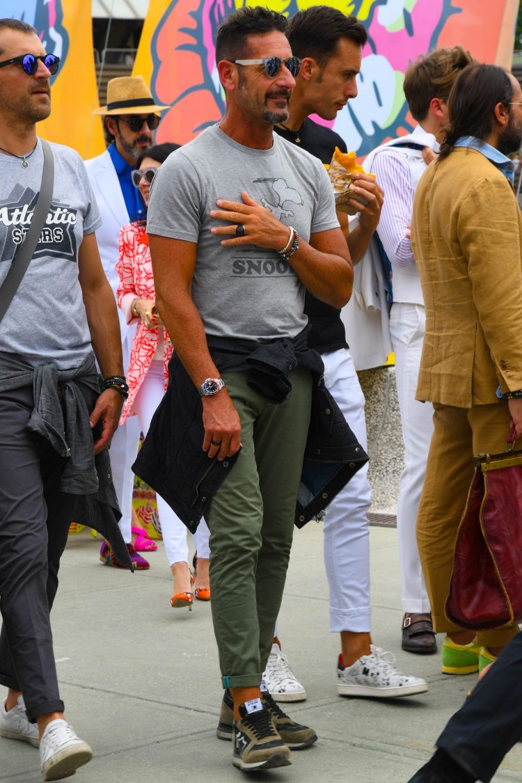 Coordinate with olive green chinos