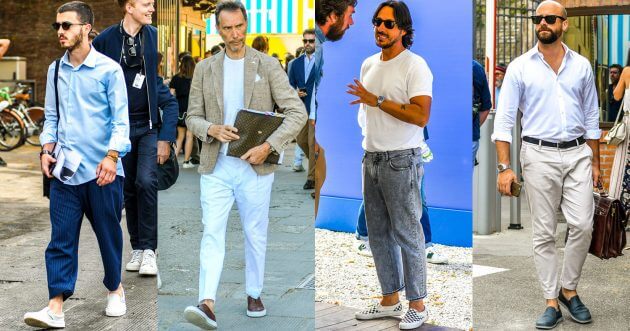 Slip-ons are great for a variety of men’s outfits! Examples of outfits & items