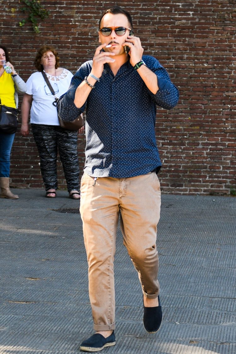 Espadrilles coordinate with linked navy