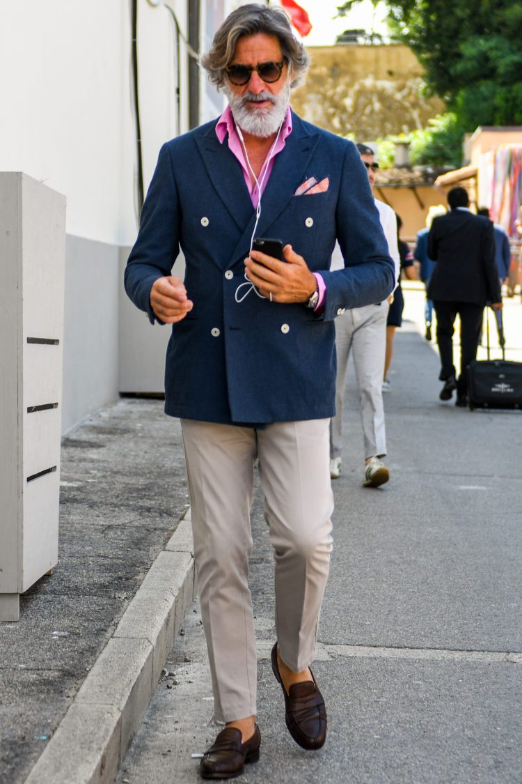 Pink shirt adds an elegant touch of color