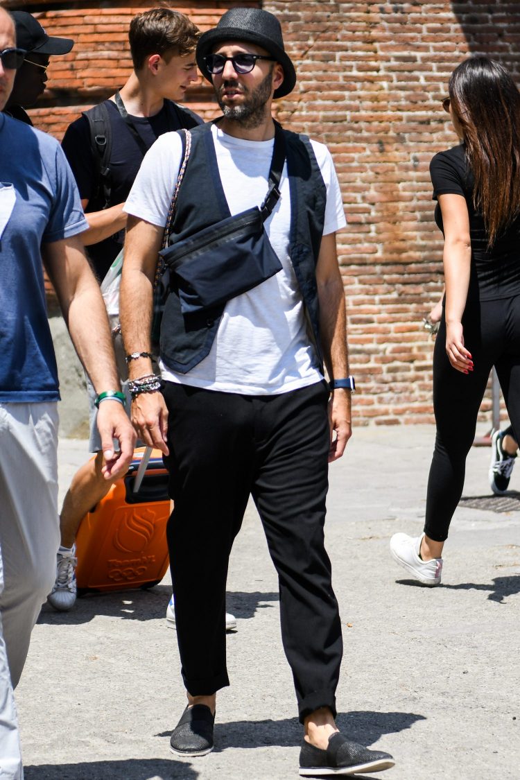 Black espadrilles with black pants