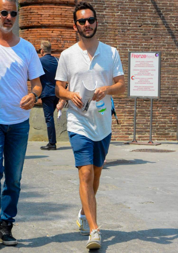 Henry-neck T-shirt and shorts for a lighthearted look