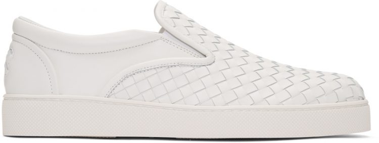 Bottega Veneta White Intrecciato Dodger Slip-on Sneakers