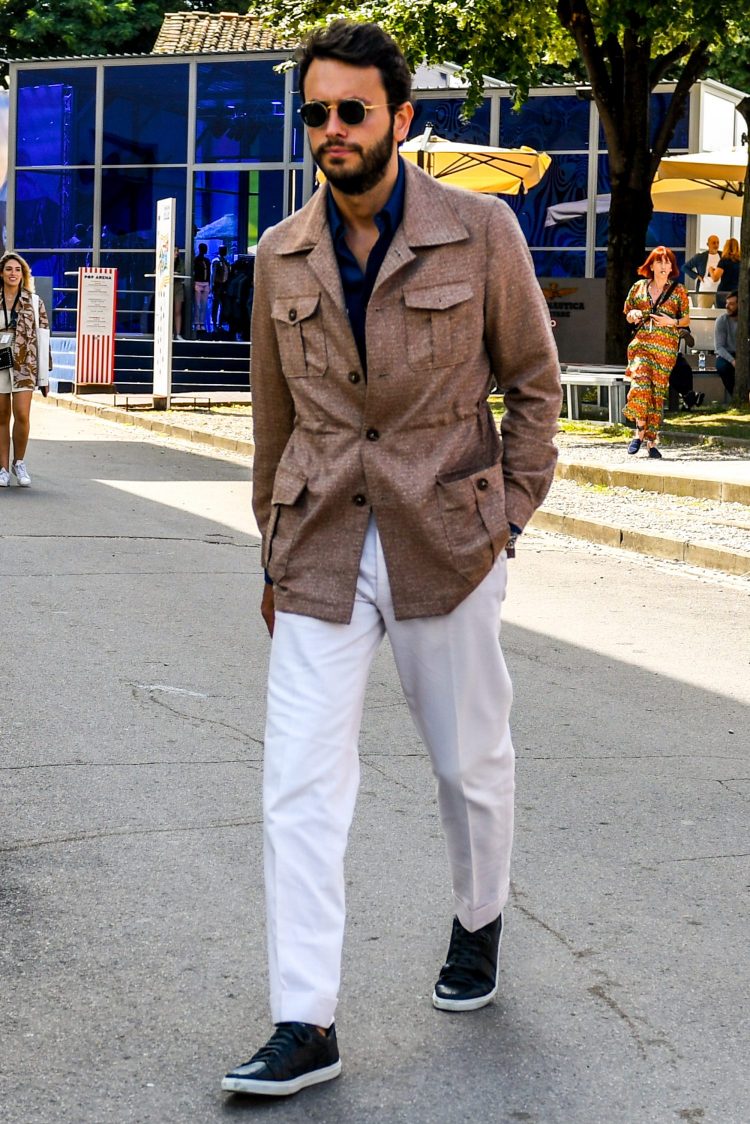Colonial-colored safari jackets create a seasonal look!