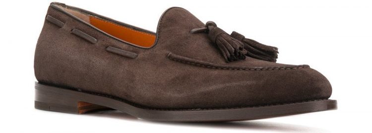 SANTONI Suede Tassel Loafers