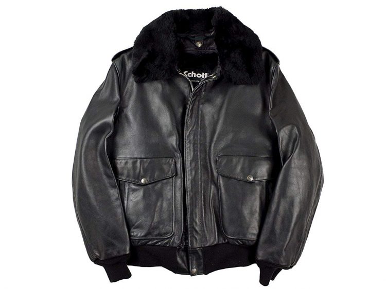 SCHOTT A-2 Leather Flight Jacket with Detachable Collar Boa
