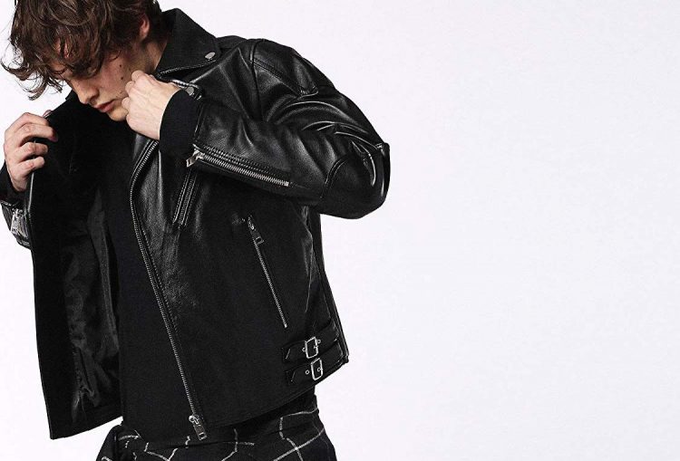 DIESEL Leather jacket L-KRAMPS JACKET