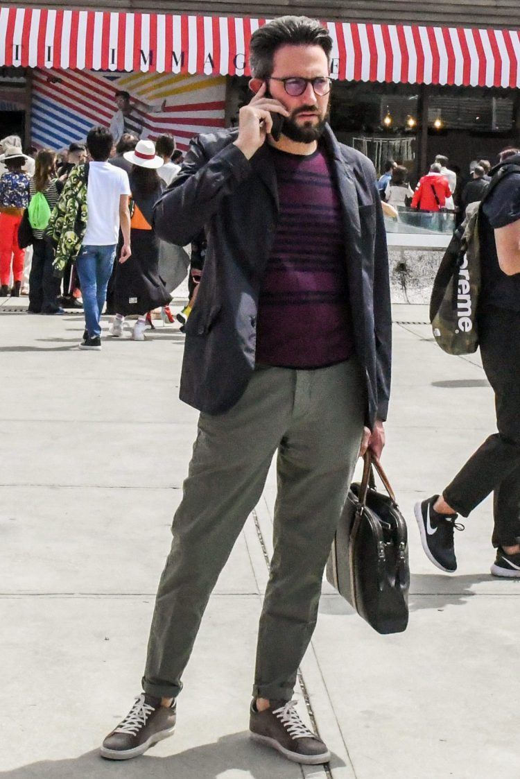 Unconcluded jacket jackets and sneakers coordinate styled in dull shades for a chic look