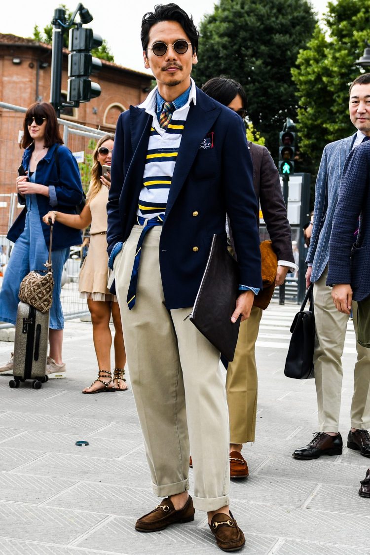Modern traditional blazer coordinate featuring Ivy nuance with layered lager shirt