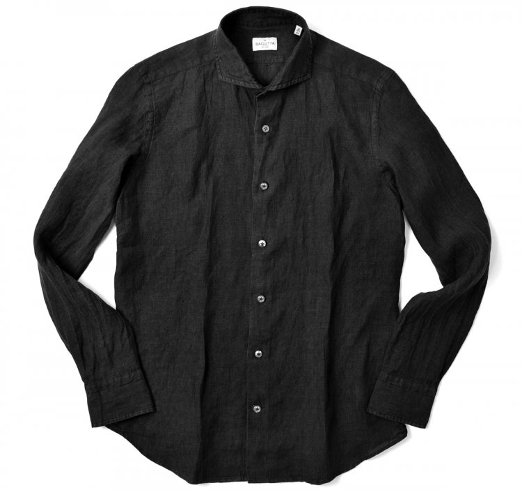 BAGUTTA Black linen shirt
