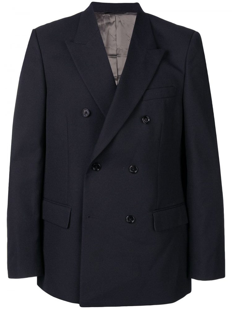 Golden Goose Deluxe Brand Peaked Lapel Double Breasted Jacket Navy