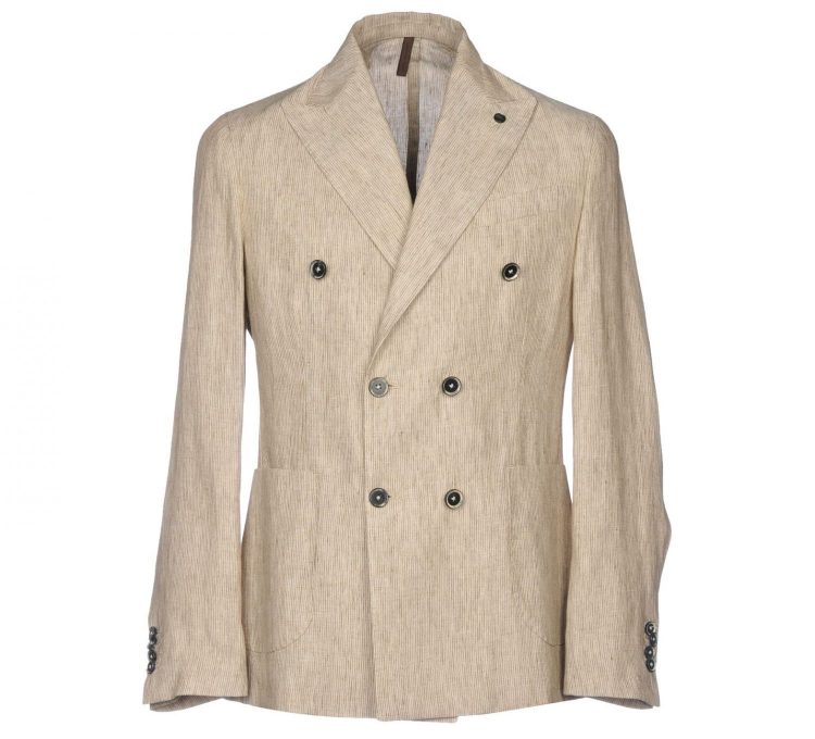 Laboratori Italiani() Peaked lapel double-breasted jacket, beige