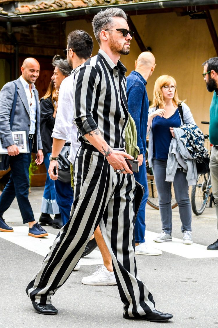 Bold striped set-up for a high-impact style