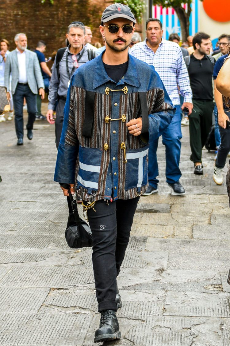 Modern combination of black denim and uniquely designed shirt jacket