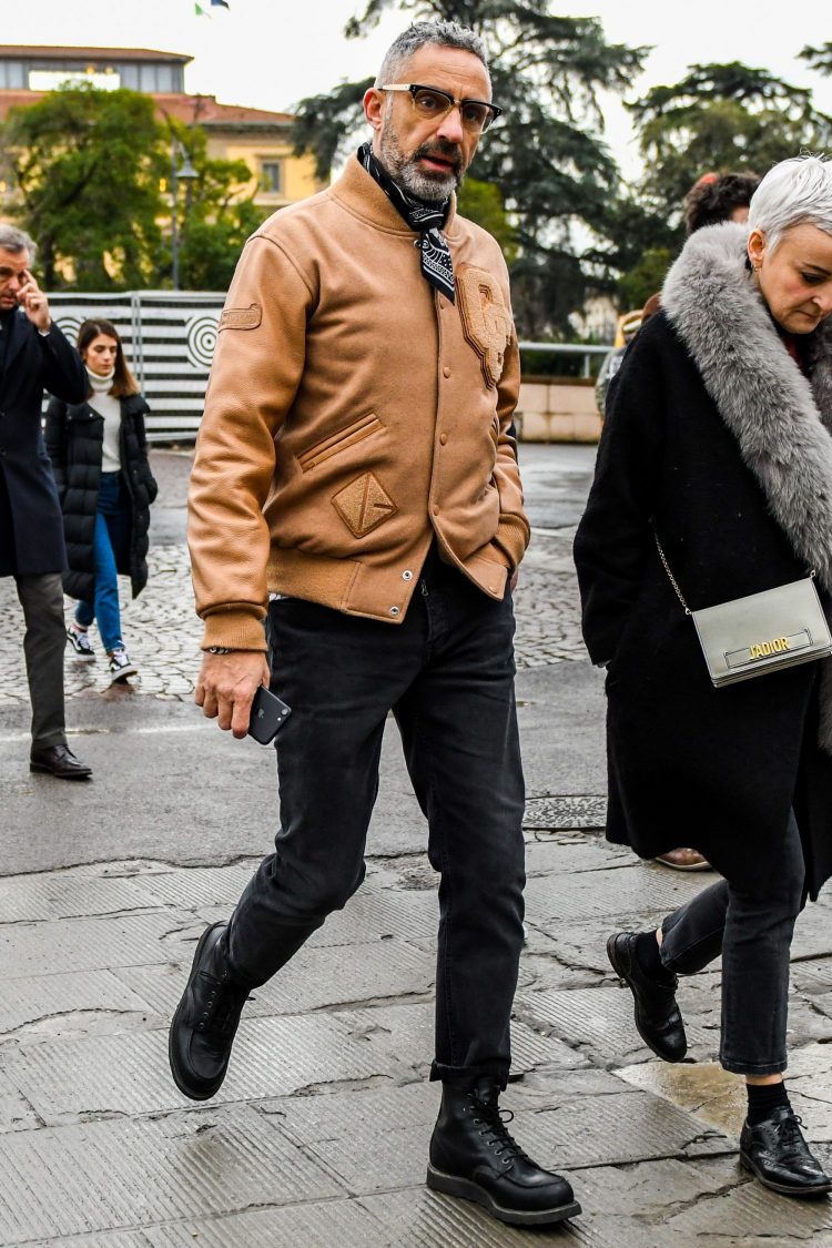 Decalogo jacket paired with black denim for an adult look