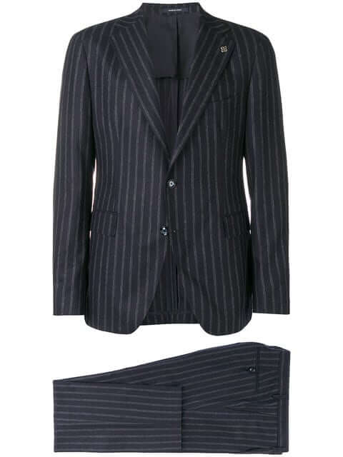 Striped suits create a coordinate that combines dressy elegance and ...