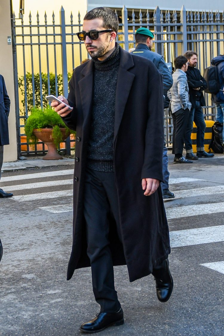 Black pants and black straight tips for a dressier look
