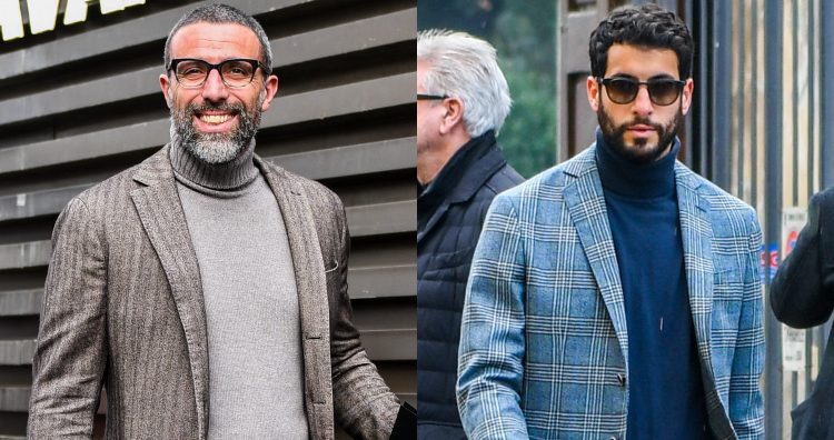 Point 2 in choosing a turtleneck to match a jacket: " The impression changes dramatically depending on whether the neck is ribbed or not."