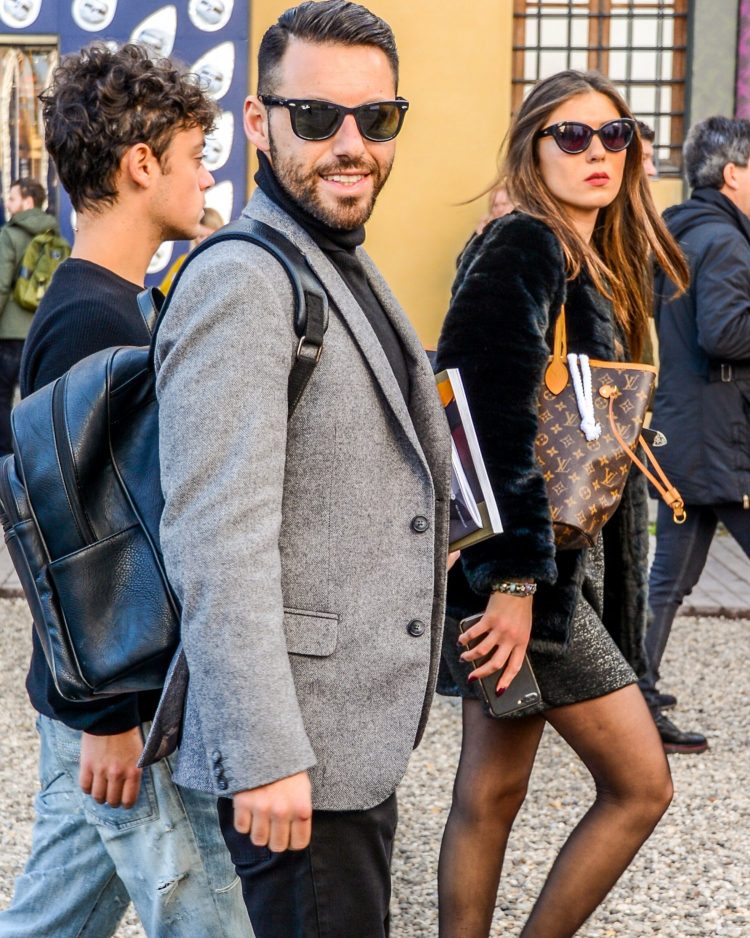 Wellington sunglasses matched with a dressy jackets style