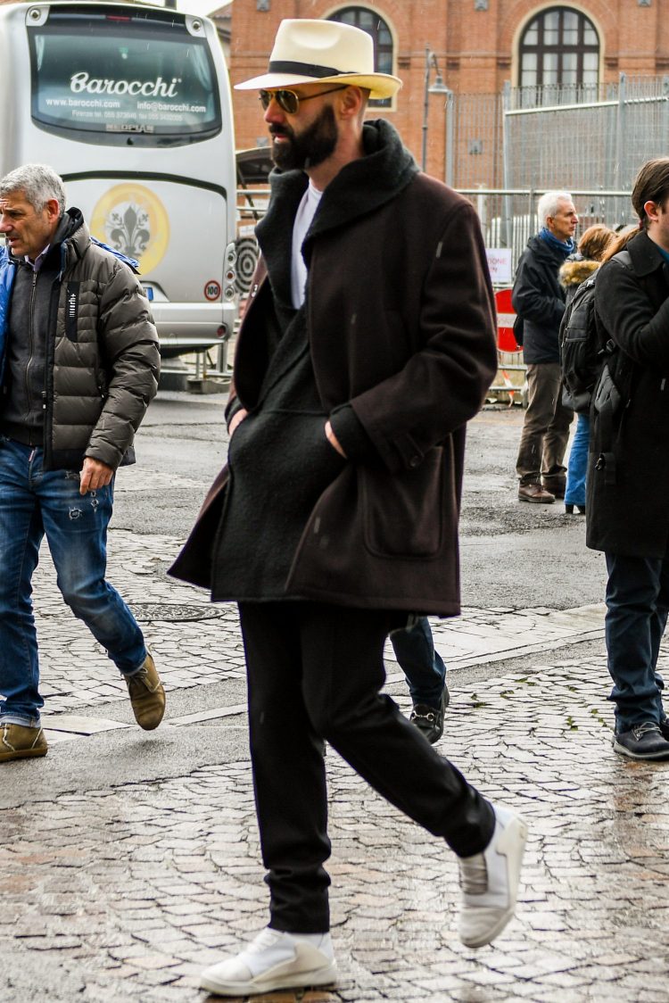A coat and sweatshirt parka coordinate with a hat to add a touch of dressiness