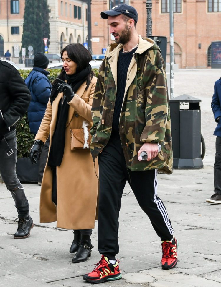 Military x sports sideline pants coordinate with patterned items to add quirkiness