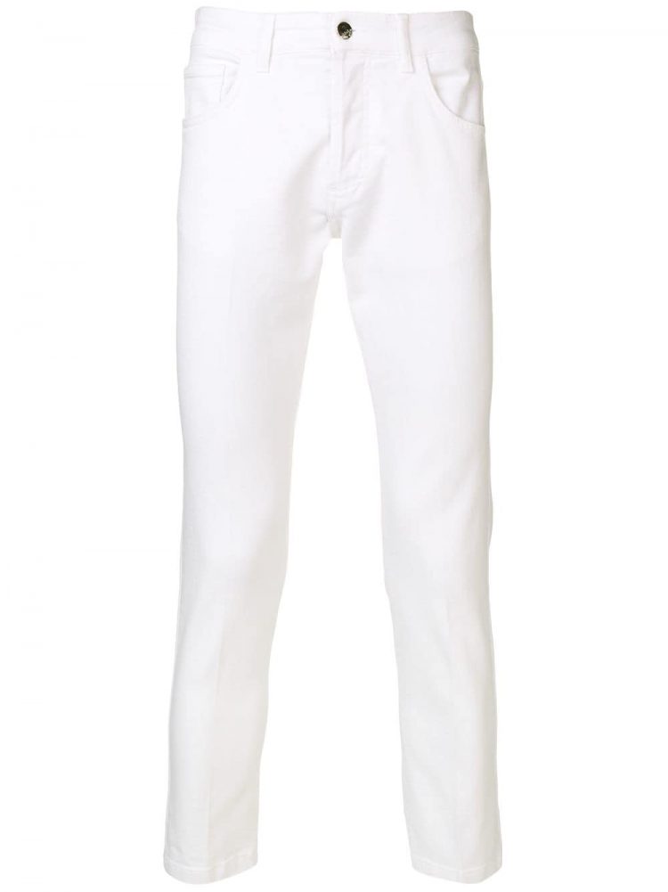 Entre Amis Cropped Slim Fit White Jeans