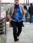 Vans Authentic Corded Mens with coat, denim jacket and turtleneck knit.