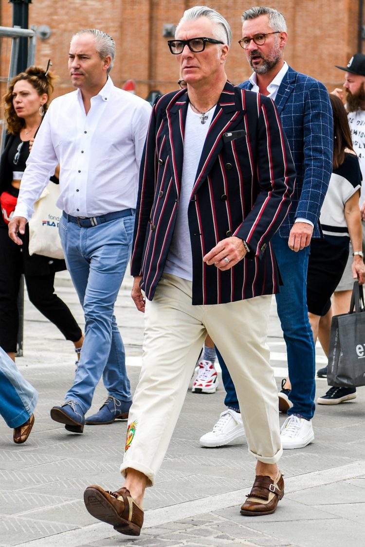 Striped double blazer for an updated Ivy style