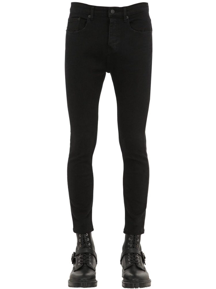 THE KOOPLES Cotton Denim Cropped Skinny Jeans 16CM