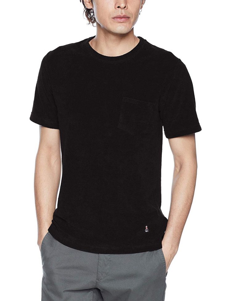 こんなコーデのインナー使いに最適な黒Tシャツはコレ！「GUY ROVER(ギローバー) クルーネックパイルTシャツ」