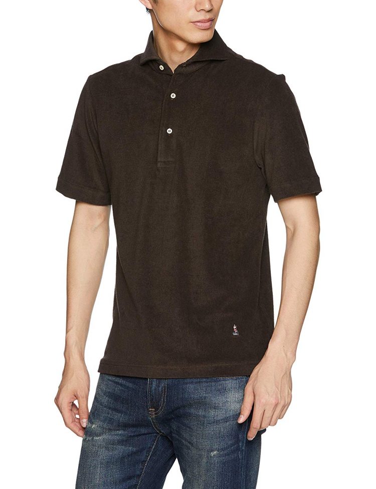 GUY ROVER Short sleeve pile fabric polo shirt