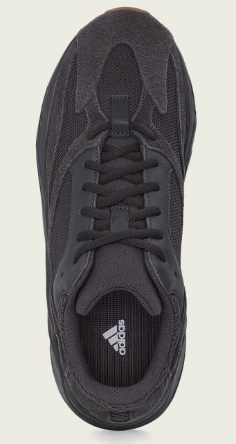 YEEZY BOOST 700 Utility Black" with black-based upper accented by brown gum sole