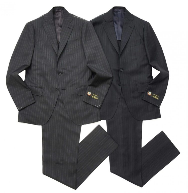 RING JACKET guji special order CARLO BARBERA wool silk chalk stripe 3B1 pleated suit