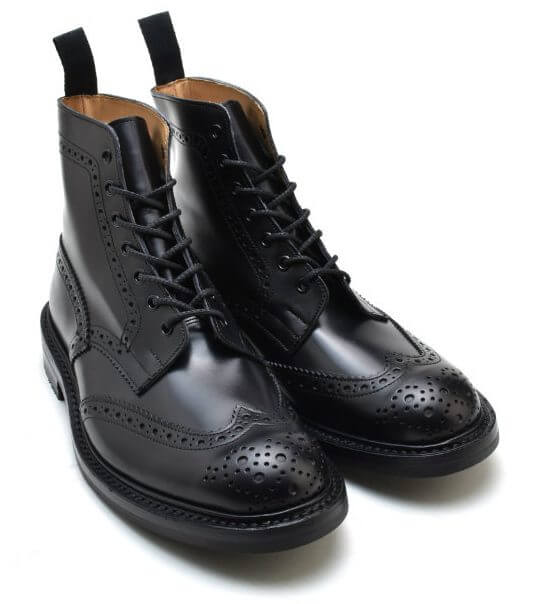 Tricker's Country Boots Black Box Calf Black TRICKER'S MALTON STOW BLACK BOX CALF M2508 M5634 Molton Stow dyneite sole wingtip brogue shoes