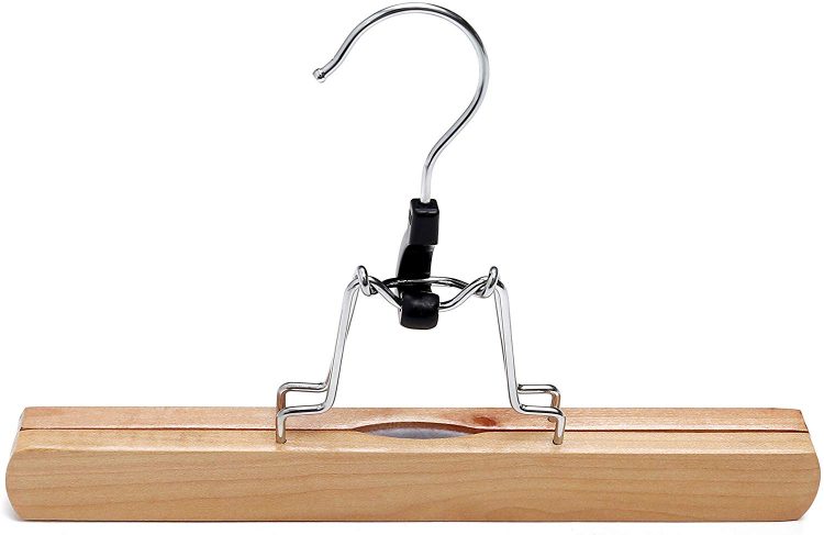 PARACHASE Trouser Hangers, wooden, for pants that do not leave marks on skirts, natural color, wig hanger, set of 12
